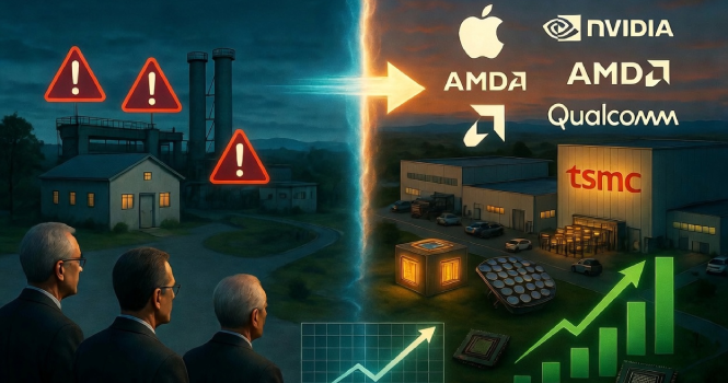مصانع شركة TSMC لتصنيع أشباه الموصلات التي تنتج رقائق متقدمة لشركات مثل Apple وNvidia وسط ازدهار الطلب على تقنيات الذكاء الاصطناعي.